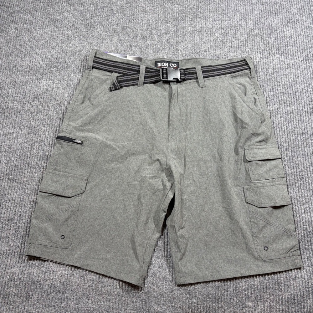 Iron Co Shorts Mens 36 Hybrid Cargo Shorts Heather Grey I427802S Belted Stretch